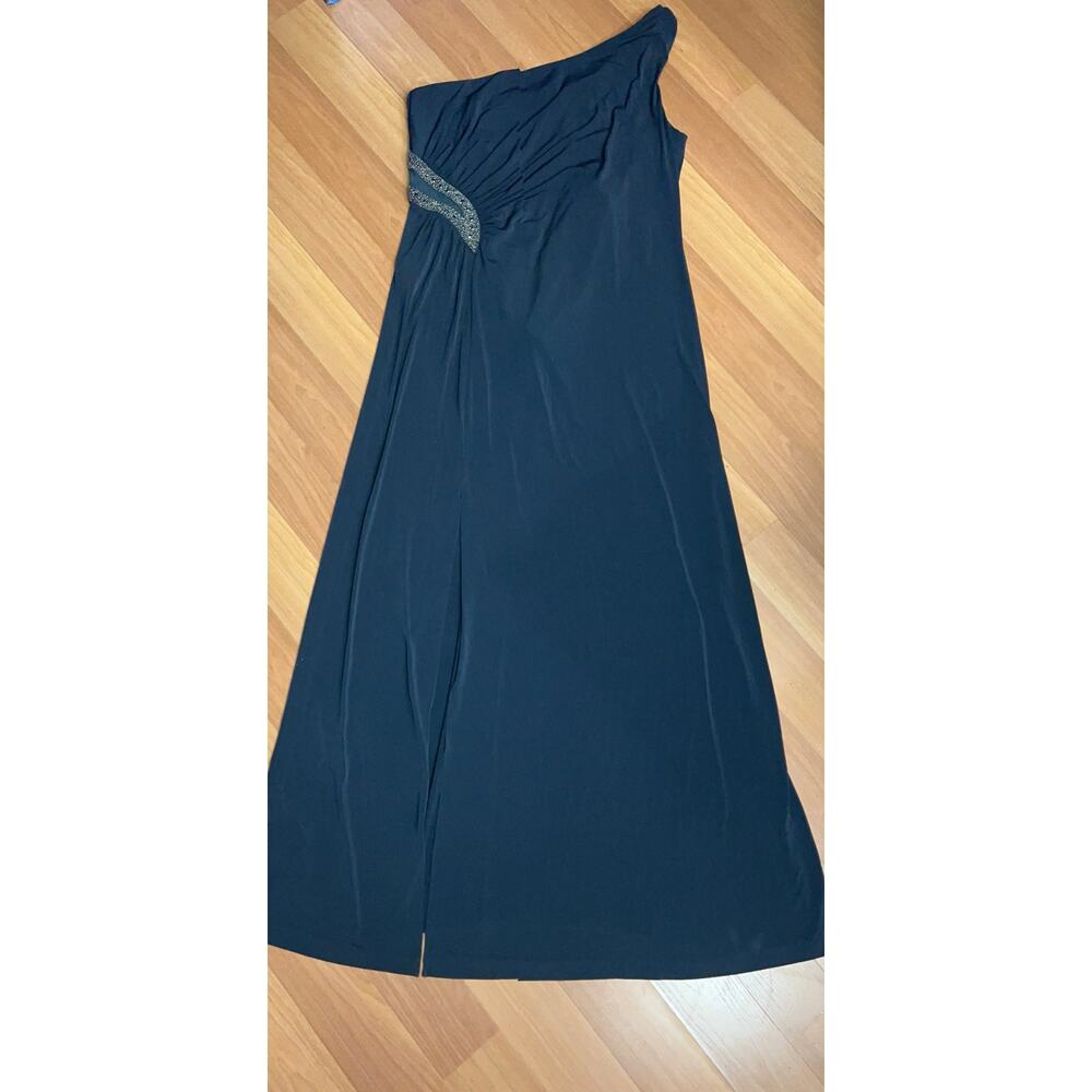 Calvin Klein Beaded Details One Shoulder Dark Gray Maxi Woman Dress Size 16 $298 - Picture 3 of 14